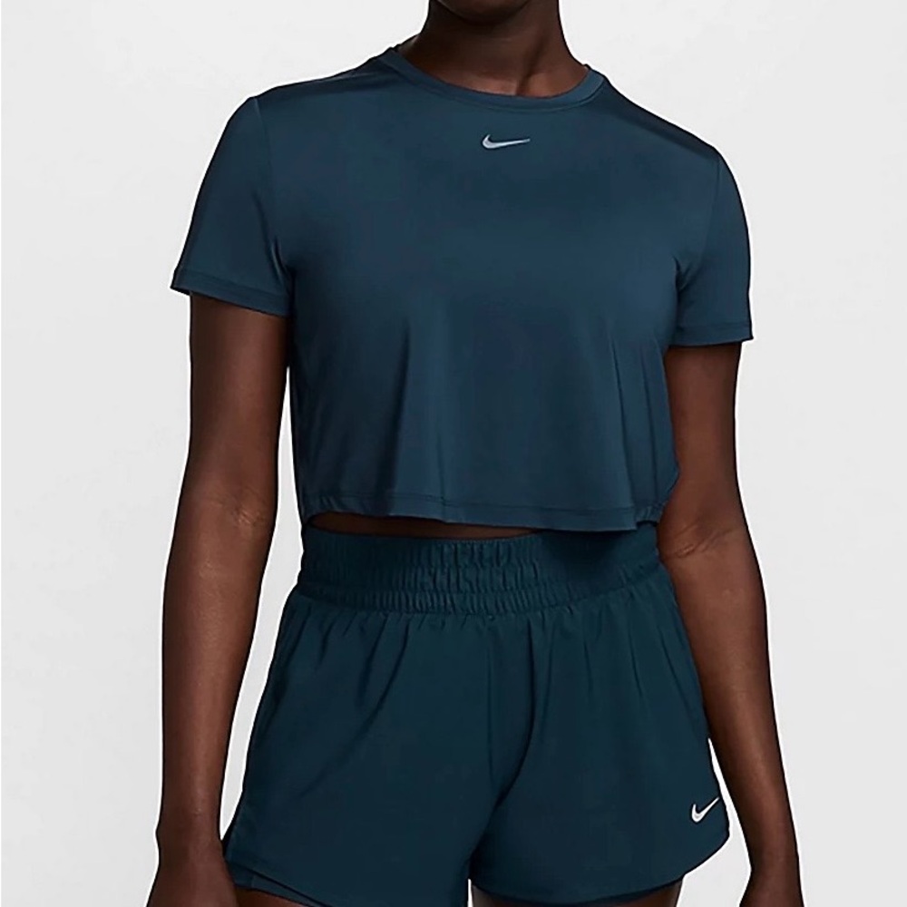 Nike One Classic Dri-Fit Short-Sleeve Cropped Top Armory Navy/Black Size L